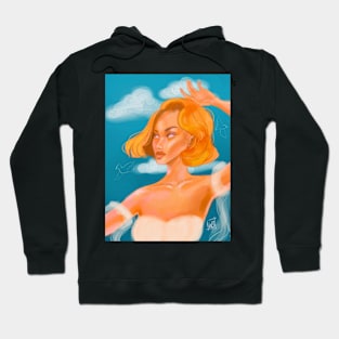 Golden Sky - Woman in the Clouds Portrait Hoodie